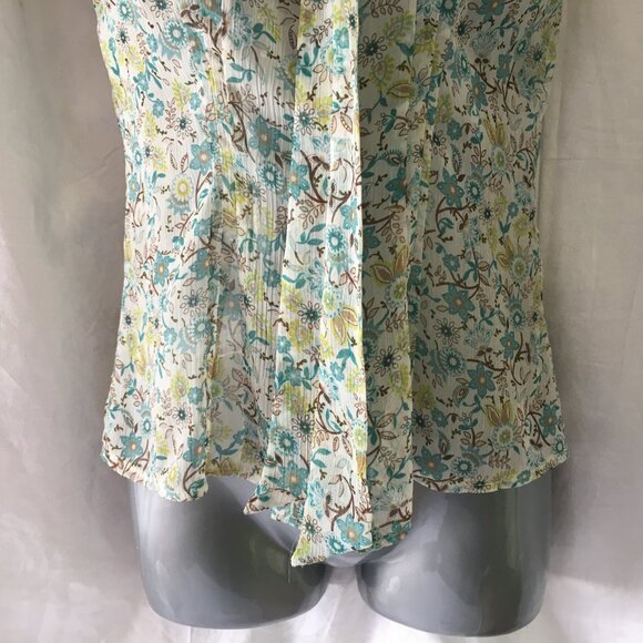 Smart Set Women's SZ S Sheer Top Sleeveless Blouse Floral Blue Y2K Fairy BOHO - Picture 14 of 16